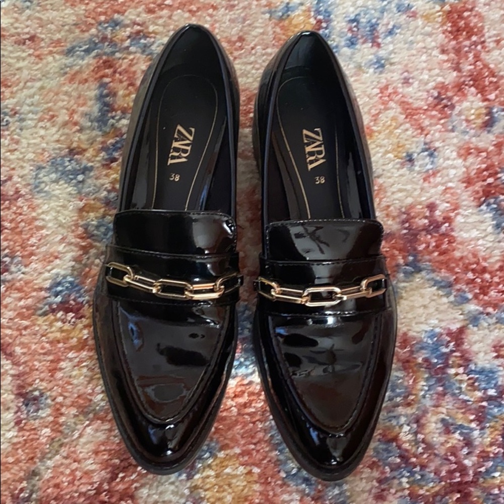 Zara Loafers with chain detail - size 7.5